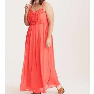 Torrid Bright Coral Chiffon Maxi Dress, Size 2